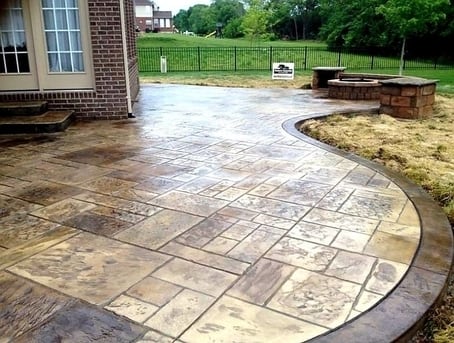 Pretty stamped concrete patio poured in San Jose